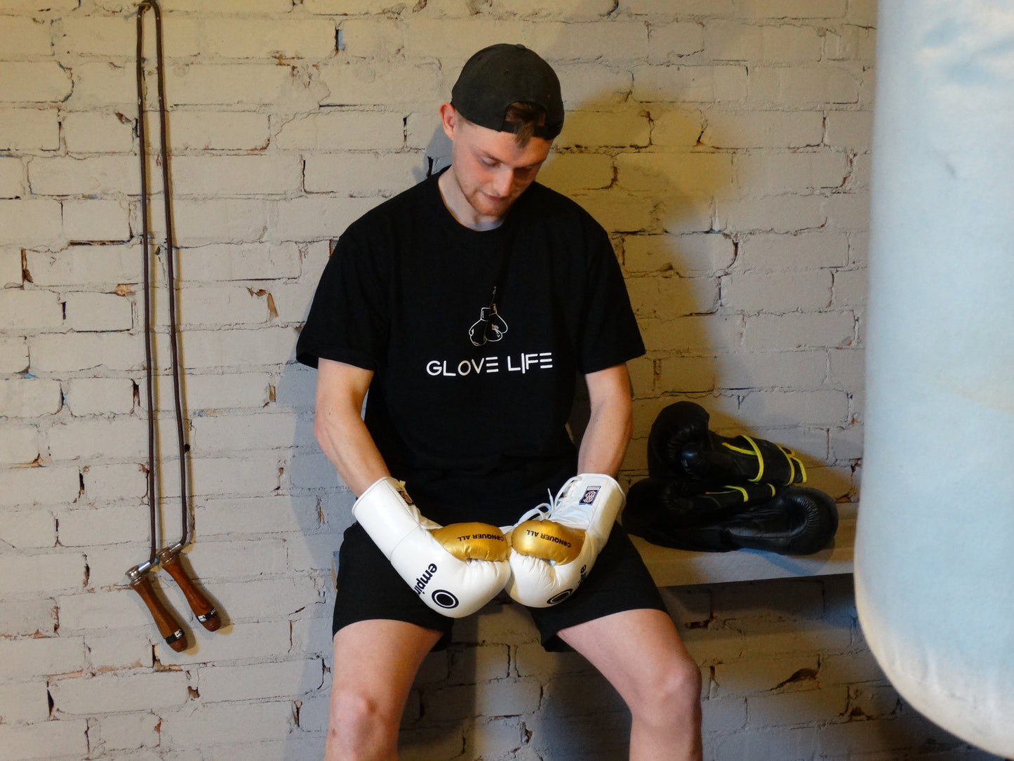 Glove Life GLX 100% Cotton Oversized Tee Mid Chest Logo-Black