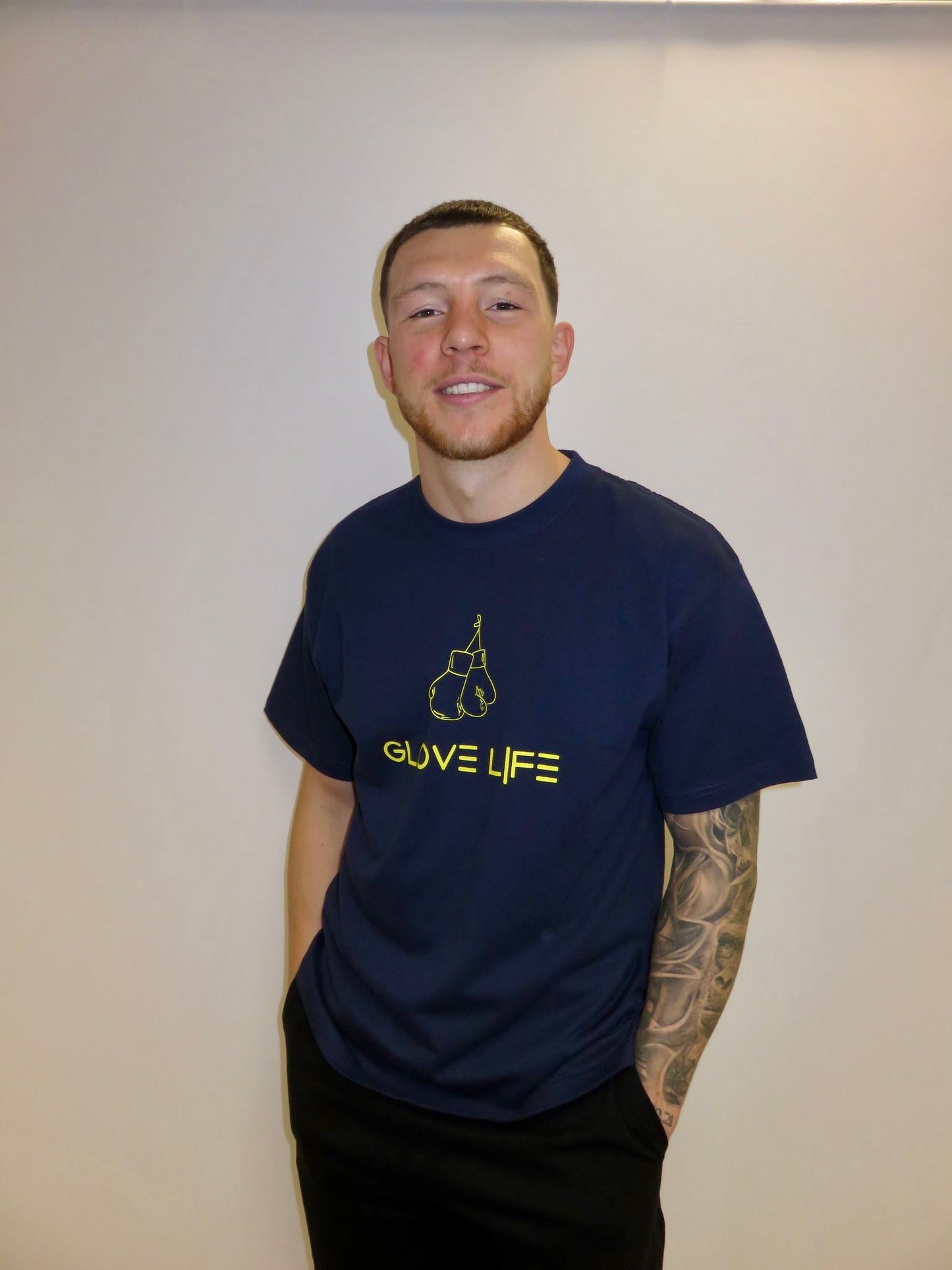 Glove Life GLX 100% Cotton Oversized Tee Mid Chest Logo-Navy Blue