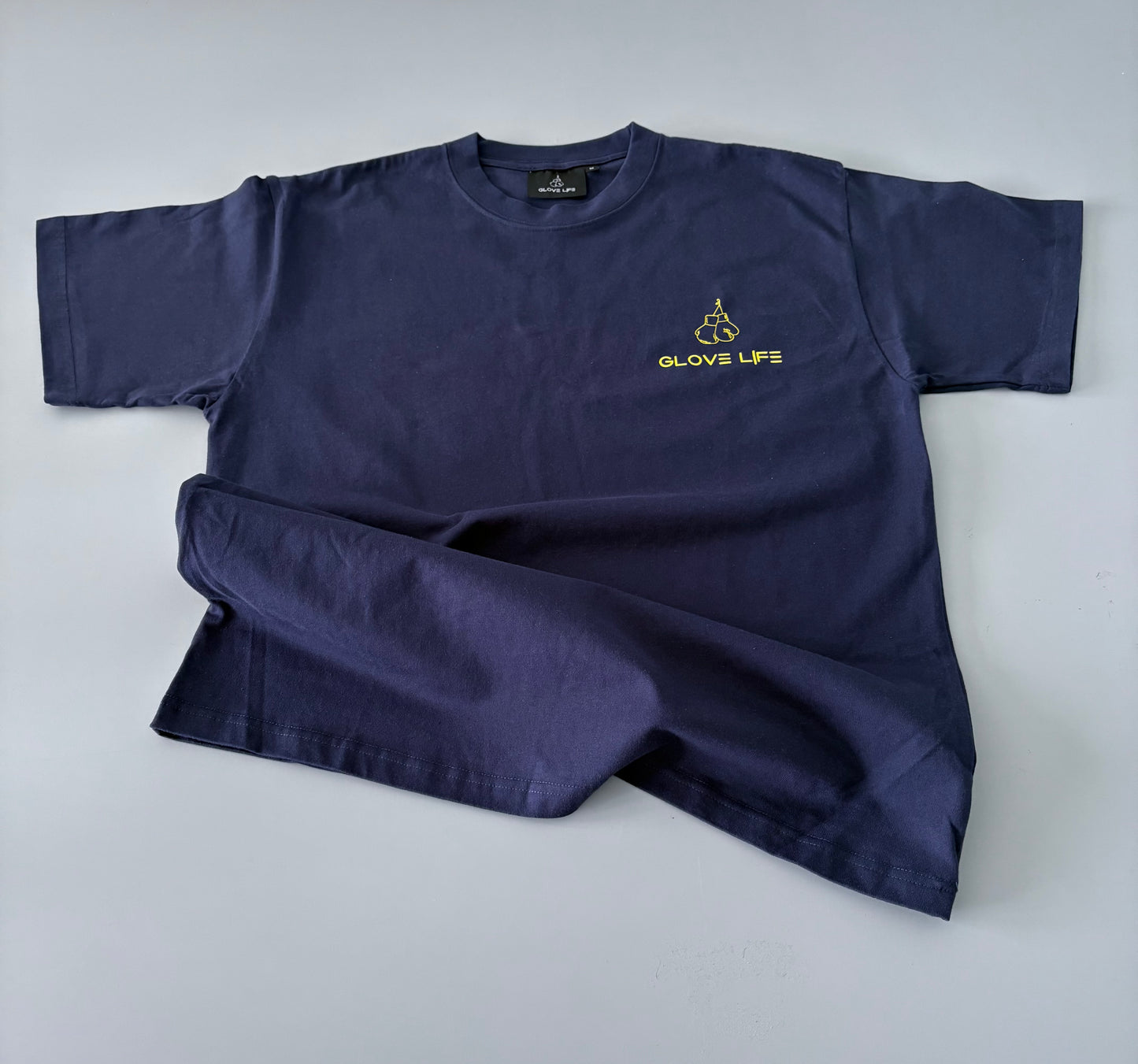 Glove Life GLX 100% Cotton Oversized Tee Left Chest Logo-Navy blue