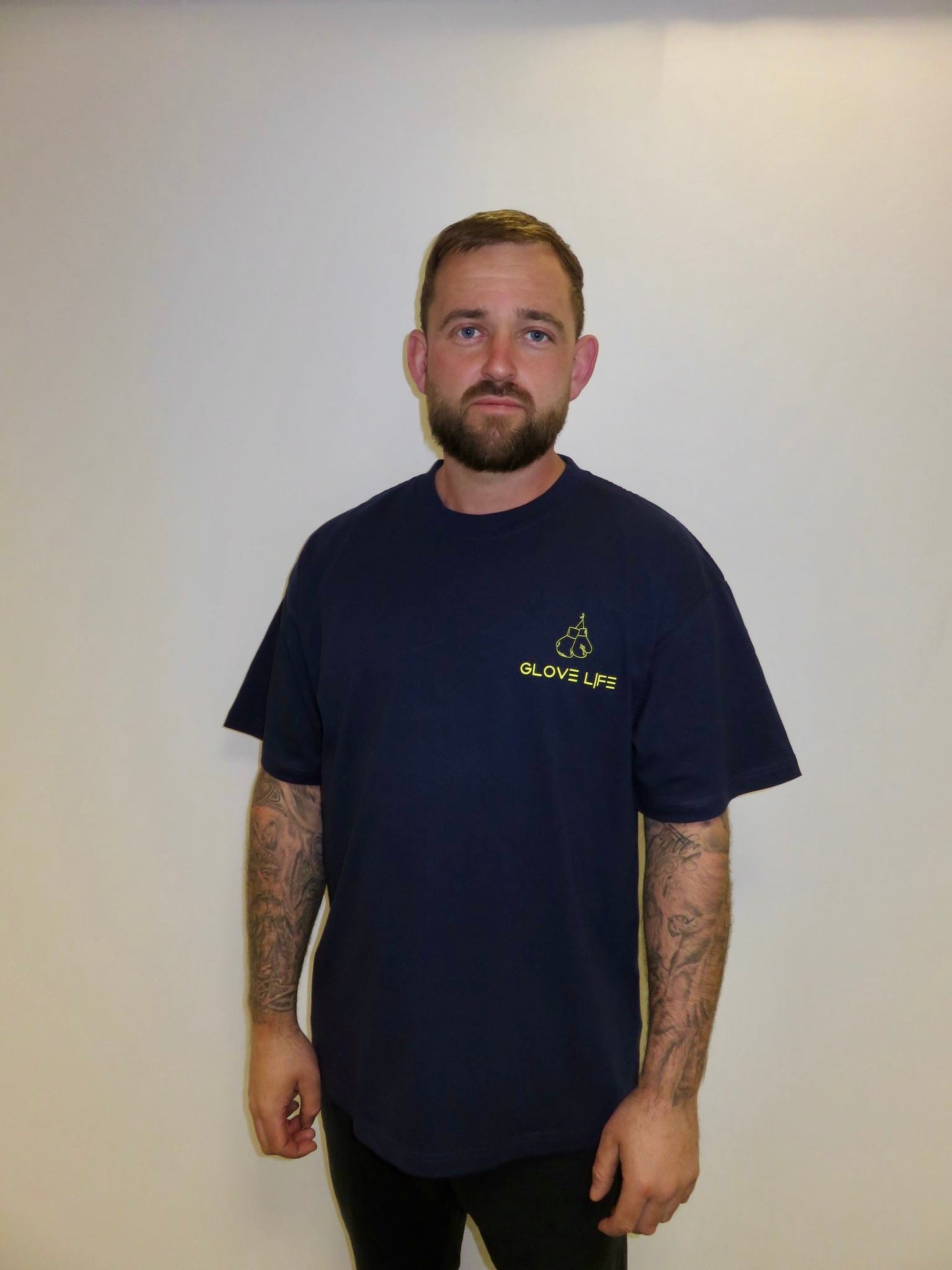 Glove Life GLX 100% Cotton Oversized Tee Left Chest Logo-Navy blue