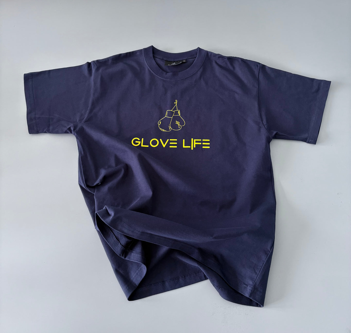 Glove Life GLX 100% Cotton Oversized Tee Mid Chest Logo-Navy Blue