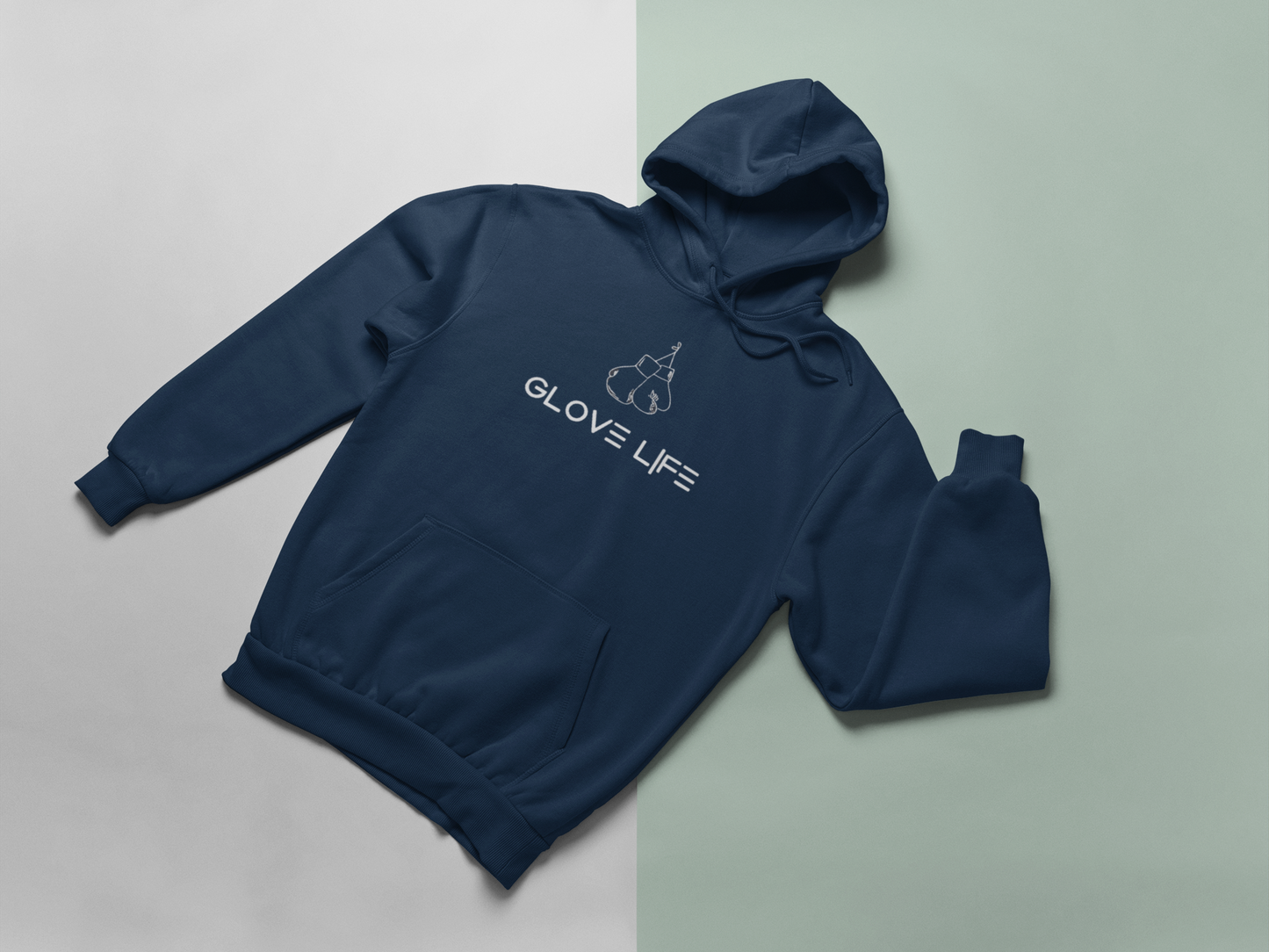Glove Life Fleece Lined Hoodie, Embroidered Logo-Navy Blue