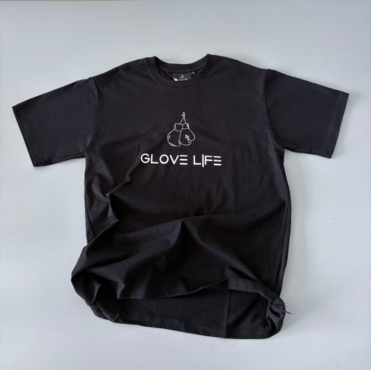 Glove Life GLX 100% Cotton Oversized Tee Mid Chest Logo-Black