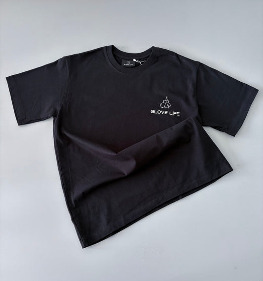 Glove Life GLX 100% Cotton Oversized Tee Left Chest Logo-Black