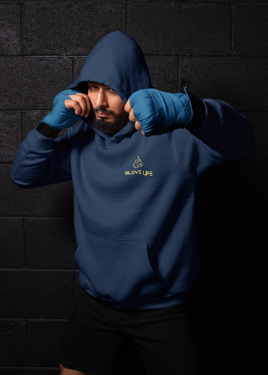 Glove Life 100%Cotton Hoodie Left Chest Screen Printed Logo-Navy Blue