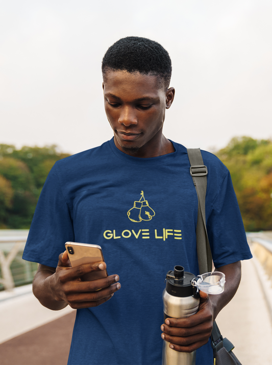 Glove Life GLX 100% Cotton Oversized Tee Mid Chest Logo-Navy Blue